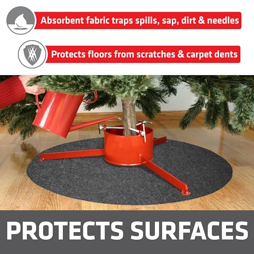 Christmas Tree Stand Mat 28" - Absorbent Waterproof Floor Protector, Charcoal