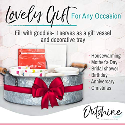 Galvanized Metal Tray for Storage & Decor - 12-inch Farmhouse Round Organizer