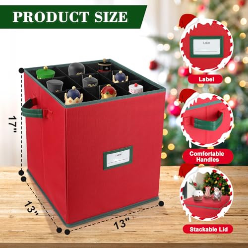 Christmas Nutcracker & Figurine Storage Box with Adjustable Dividers, Holiday Decor Organizer