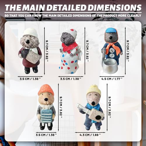 5-Piece Resin Otter Musician Figurines Set for Tabletop Holiday Decor