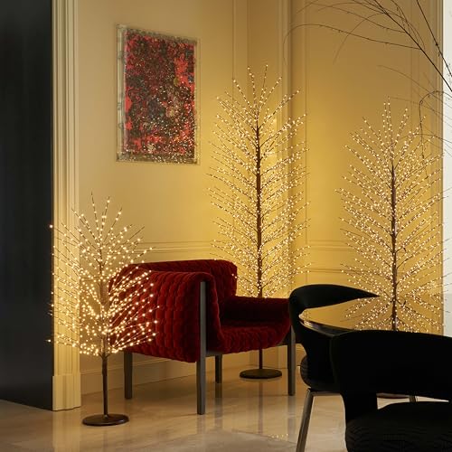 Hairui 6ft Lighted Brown Tree with Timer & Dimmer, Indoor/Outdoor Fairy Lights