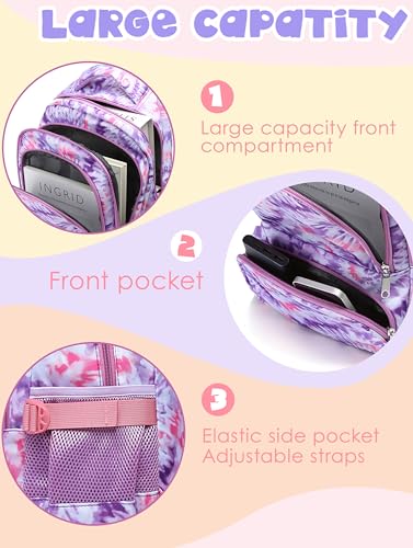 Water-Resistant Girls School Backpack with 15.6 Inch Laptop Sleeve - Purple