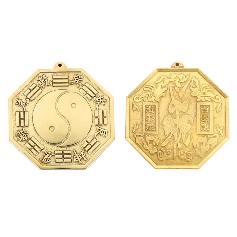 Solid Brass Bagua Mirror Tai Chi Wall Hanging Decor for Home Protection