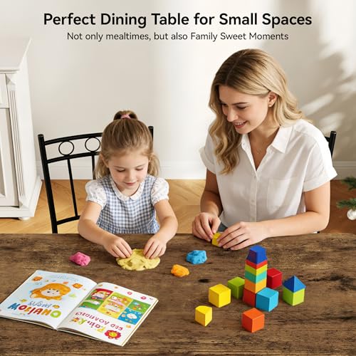 5-Piece Kitchen Dining Table Set for 4, Rustic Brown Space-Saving Dinette