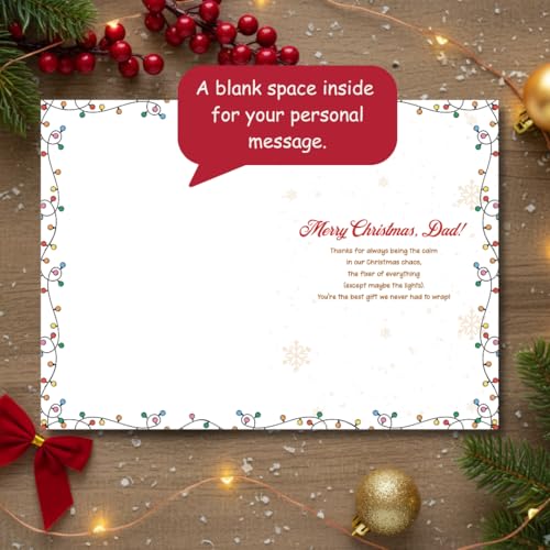 Christmas Card for Dad - Heartfelt Holiday Greeting from Son or Daughter with Festive Design & Envelope