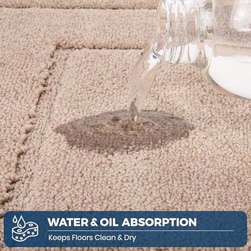 2-Piece Kitchen Rug Set, Non-Slip Washable Runner Mats, Beige