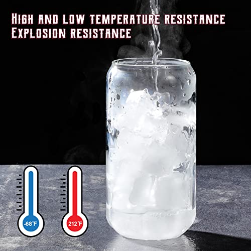 16oz Can-Shaped Drinking Glasses with Glass Straws, 4-Piece Set