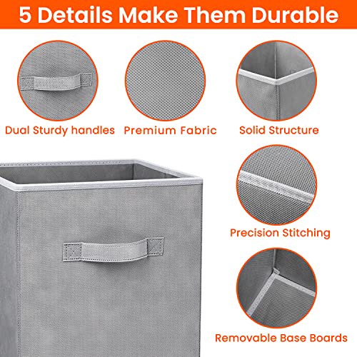 11-Inch Fabric Storage Cubes 8-Pack Collapsible Closet Organizer Bins Grey
