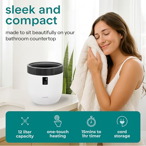 SereneLife Black Digital Counter Towel Warmer with Auto Shut Off, Fits Oversized Towels & Bathrobes