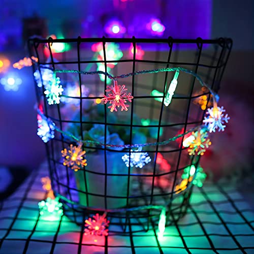 Runleo Multicolor 20ft Snowflake Christmas Lights (40 LED) with Timer Remote
