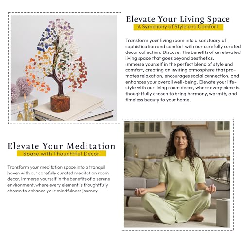 Handmade 7 Chakra Crystal Tree - Healing Energy Tree for Home Decor