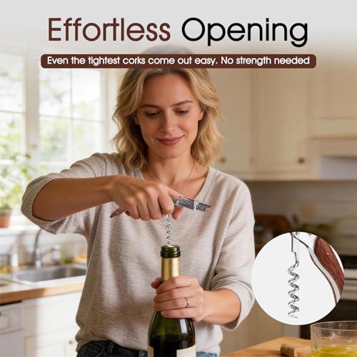 GOBETTER Classic Rosewood Waiter's Corkscrew Wine Opener with Serrated Knife