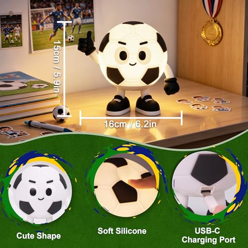 Soccer Ball LED Night Light for Kids Bedroom with 7 RGB Colors and Timer