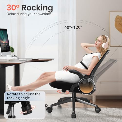 Ergonomic Office Chair with Flip-Up Armrests and Lumbar Support