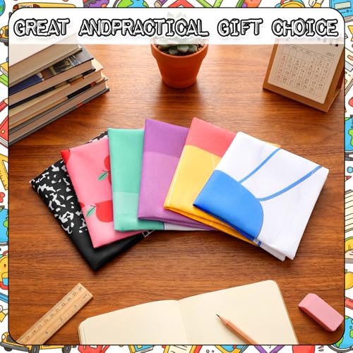 6-Piece School Classroom Window Curtains, Pencil & Apple Print, 36 x 24 In