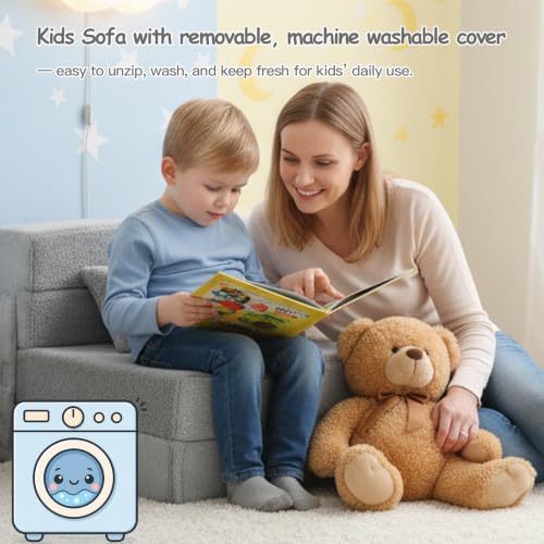 Kids Foldable Floor Sofa and Convertible Futon Chair with Storage Bag