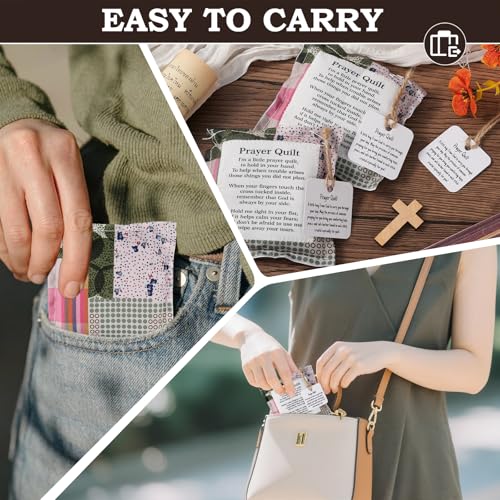 6-Pack Prayer Quilt Squares with Cross & Organza Bags - Christian Gifts