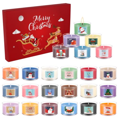 Howemon 24 Days Advent Calendar Candles 2026 – 24 Variety Scented Soy Wax Gift Set (#1)