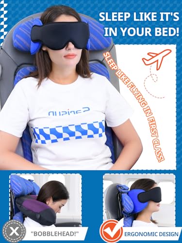 Travel Pillow Set for Airplanes - 360° Support & Eye Mask
