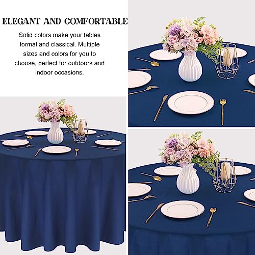 JALANCY 4 Pack Navy Blue 108 Inch Round Polyester Table Covers — Heavy Duty & Spill Resistant