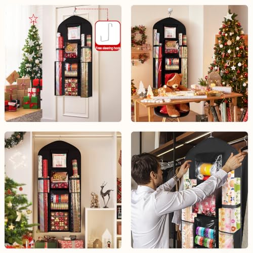Hanging Wrapping Paper Organizer Over Door Gift Wrap Storage Bag