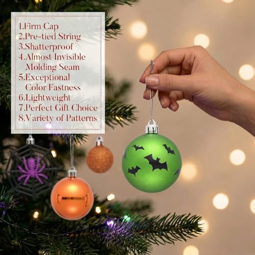 64-Piece Shatterproof Halloween Tree Ornaments - Vintage Hanging Ball Set