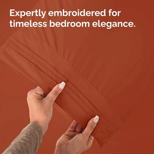 King Standard Pillow Cases - Soft Hotel Quality, Fade-Free & Wrinkle Resistant - 2 Piece Set in Terracotta