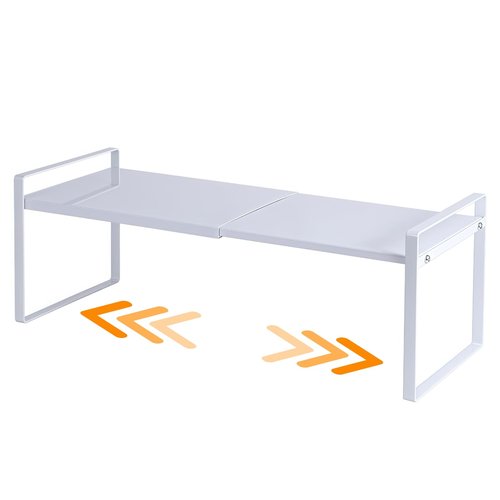 LJHFUQHUHU Expandable Cabinet Shelf Organizer Riser for Kitchen Pantry Cupboard Under Sink Countertop (White, 8.2’’D * 12.2-21.6’’W * 7.7’’H)