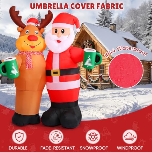 Elegear 7FT Animated Santa & Reindeer Christmas Inflatable - Cheers Version