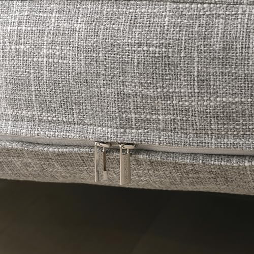 Full Size Thick Linen Futon Cover with 3 Side Zippers - Silver