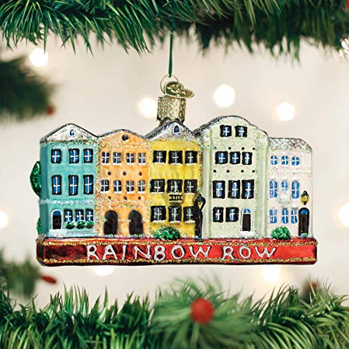 Old World Christmas Rainbow Row Glass Blown Ornament - Hand-Painted Charleston Holiday Decor