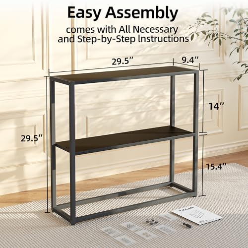 29.5-Inch Narrow Console Table with 3-Tier Shelves, Black Entryway Table