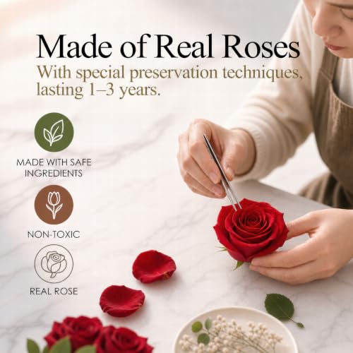 Preserved Rose Bouquet with Gift Box - Long-Lasting Floral Arrangement