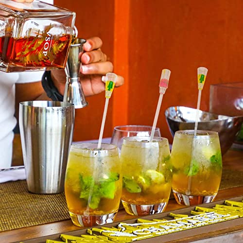 Acrylic Cocktail Stirrer Sticks Pack of 10 - Reusable Colorful Bar Mixing Spoons