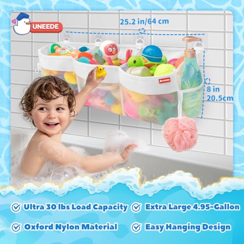 UNEEDE 3-Compartment Baby Bath Toy Storage Organizer - Quick Dry Mesh Caddy