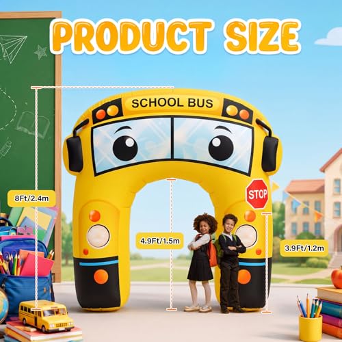 8ft Back to School Bus Inflatable Archway with 5 LED Lights & Welcome Banner