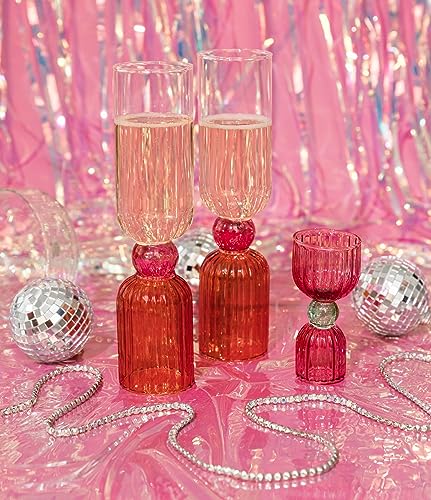 Ban.do Pink & Green Glass Cocktail Jigger - Double Shot Measuring Tool