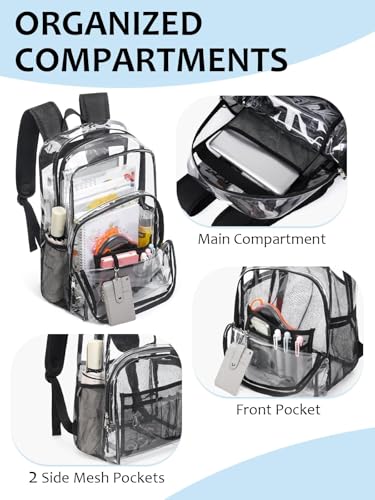 Flowston Clear Backpack for School Heavy Duty Transparent Bookbag