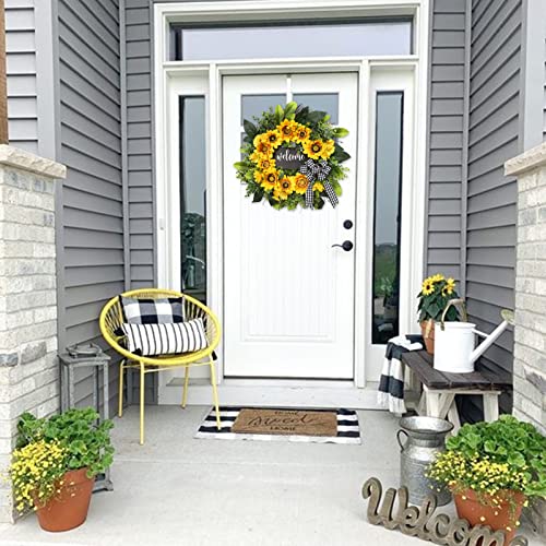 20-Inch Sunflower Welcome Wreath for Front Door Farmhouse Decor