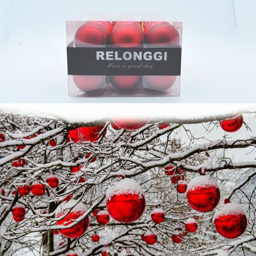 Shatterproof Red Christmas Tree Ornaments - 1.5" Pre-Strung Baubles (24 Pack)