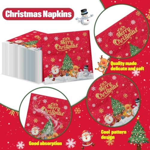 XJLANTTE Red Christmas Napkins 100 Pcs 13x13 inch Snowflake Santa Party Supplies