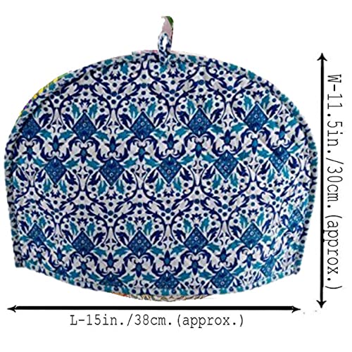 Quilted Tea Cozy for Teapots - Sky Blue Floral Fabric Kettle Cover