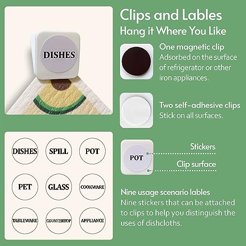 Reusable Swedish Dishcloths 8-Pack, Absorbent Cellulose Kitchen Cleaning Towels