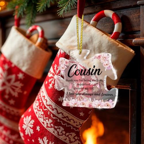 Cousin Acrylic Puzzle Piece Ornament - Gift for Birthday Christmas Thanksgiving Wedding — Variation: Cousin