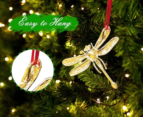 Blue Dragonfly Christmas Ornament - Metal 2.6in Handcrafted Decoration, WALENGIF