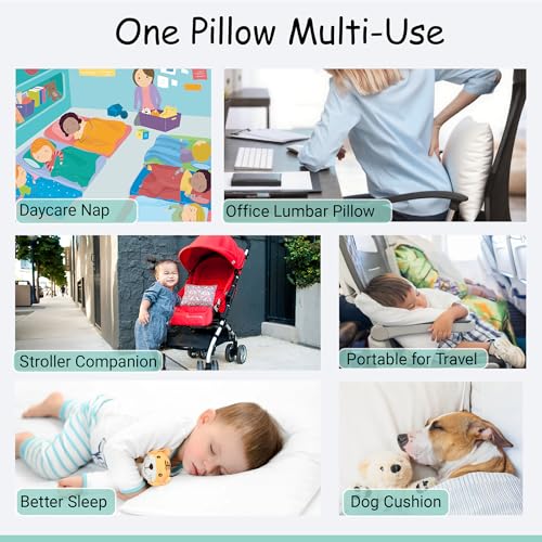 ZPECC Organic Cotton Toddler Pillow with Pillowcase - 13x18 Hypoallergenic Kids Travel Pillow for Crib and Daycare