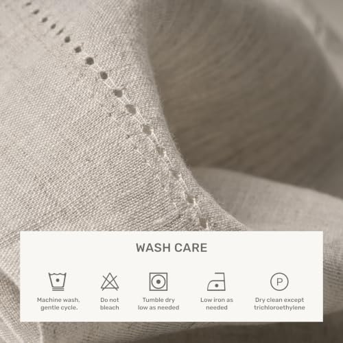 Solino Home Light Flax Hemstitch Linen Dinner Napkins Set of 4, 20x20"