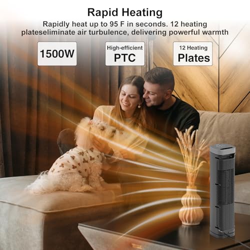 1500W Electric Space Heater 24-Inch with Remote & Thermostat