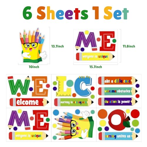 Welcome Back to School Door Clings Stickers - 6 Colorful Decals