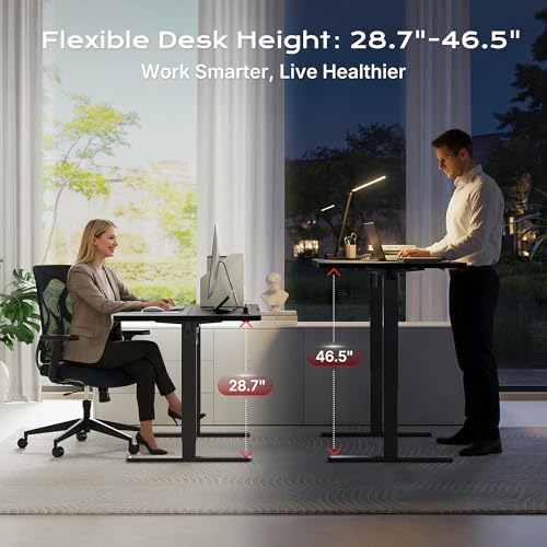 Electric Standing Desk 47x24 Inch with Power Outlets and Memory Presets